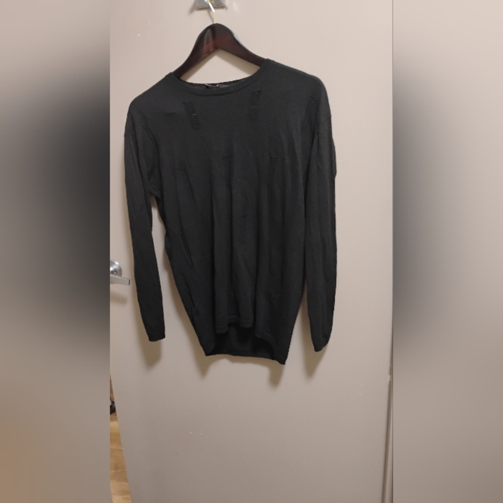 Jarbo Women's Sheer Distressed Detailing Cashmere Sweater Sz 34 US Sz 4